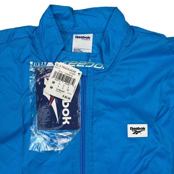 New Reebok Classic Men US M Blue Windbreaker Track Jacket Zip Up Long Sleeve - Picture 10 of 14